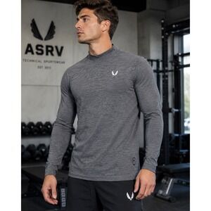 ASRV Aesthetic Revolution Mns Mock Neck Long Sleeve Training Top Grey DSG-0586 M